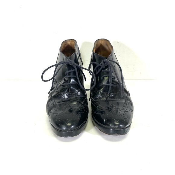 Vintage Ralph Lauren black leather ankle heels size 8 - Picture 2 of 8